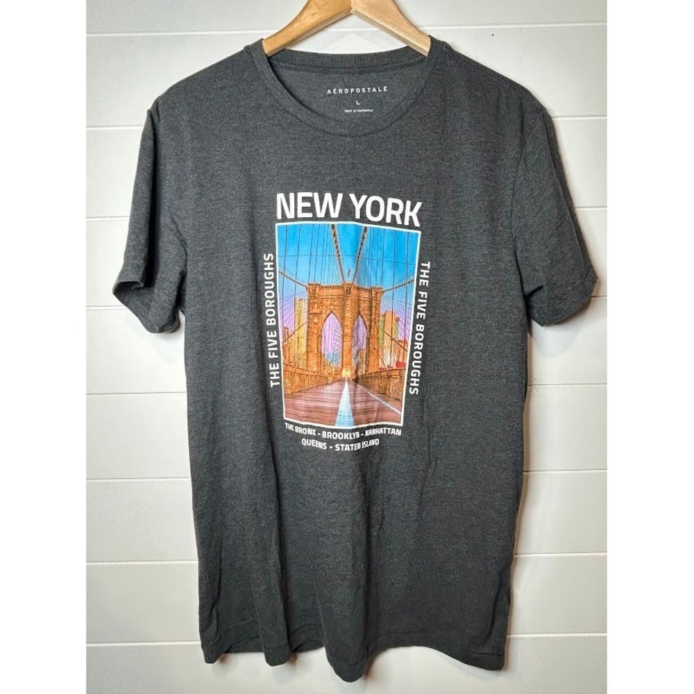 Aeropostale New York Graphic T-Shirt‎ Five Boroughs Crew Neck Tee Mens L